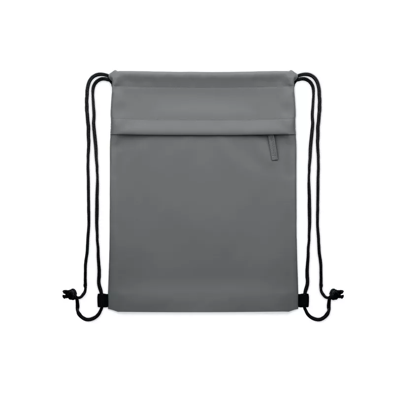 Worek ze sznurkiem z RPET 600D z kieszenią BANGKOK BAG - Kamienny Szary (MO2639-15)