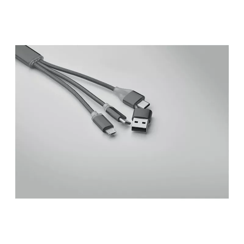 Kabel do ładowania 4 w 1 z brelokiem BLUE - Tytanowy (MO2141-18)