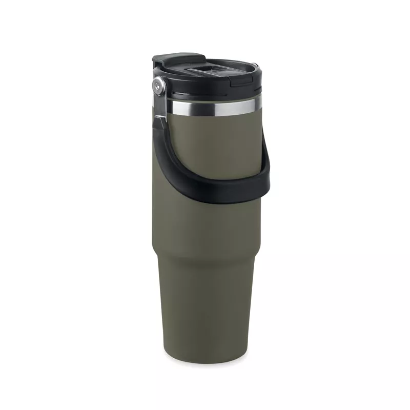 Kubek termiczny ze słomką ze stali 850 ml SUMA HAND - Ciemnozielony (MO2561-60)
