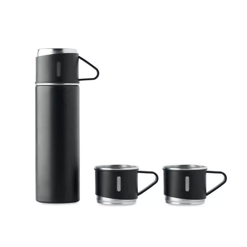 Termos dwuścienny 420 ml z 2 kubkami SHARM - Czarny (MO2116-03)