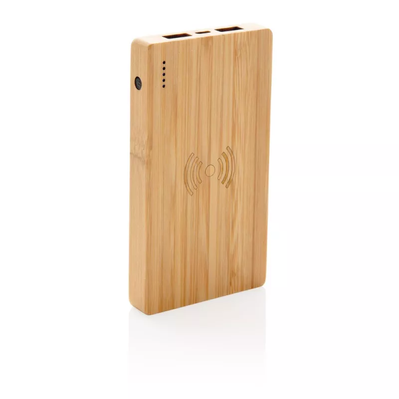 Bambusowy, bezprzewodowy power bank 4000 mAh - brązowy (P322.029)