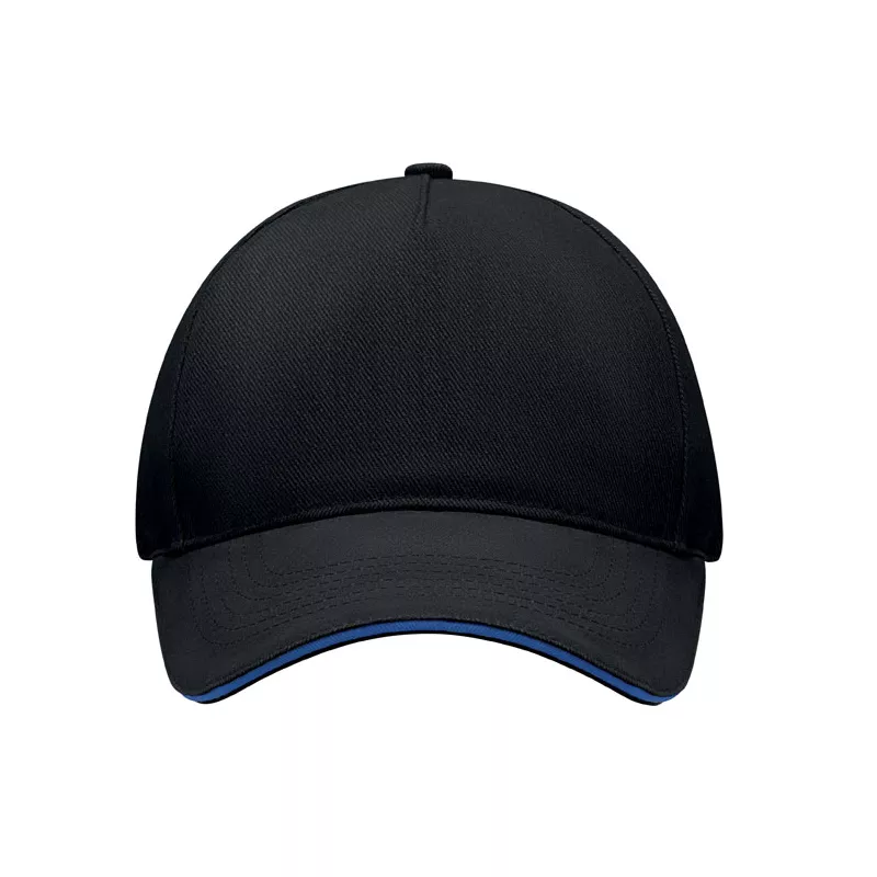 Czapka z daszkiem 5-panelowa 260 g/m² LONG BEACH SINGA - Czarny/Granatowy (MO6875-81)