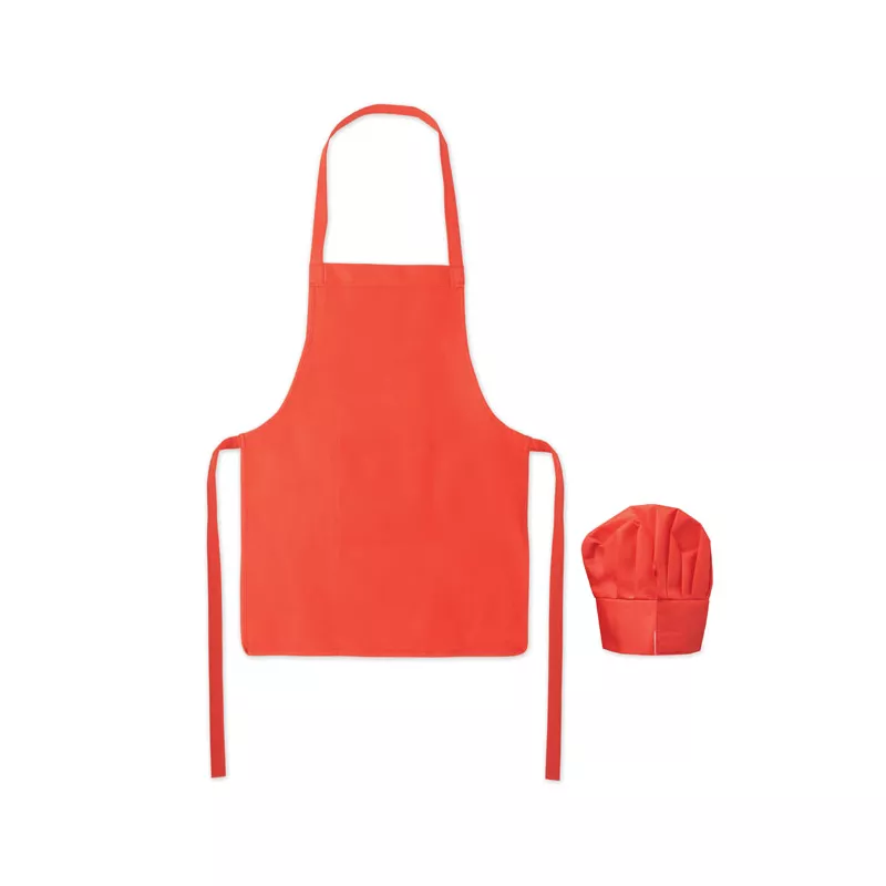 Fartuch i czapka kucharska dla dzieci 80 g/m² KID CHEF - Czerwony (MO2826-05)
