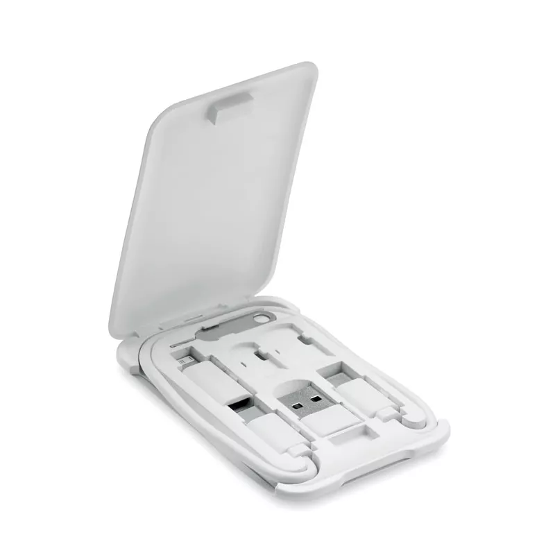 Zestaw kabli 3 w 1 z podstawką na telefon YAPO+ - Bialy (MO6817-06)