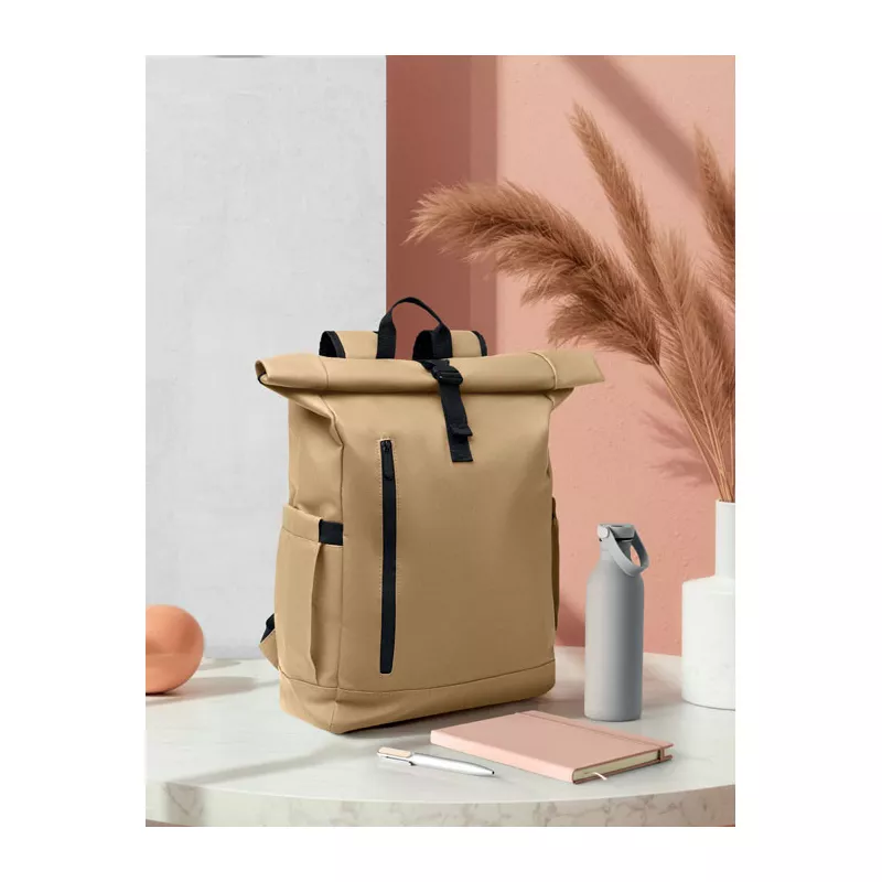 Plecak rolltop na laptop RPET 600D BANGKOK ROLL - Khaki (MO2643-39)