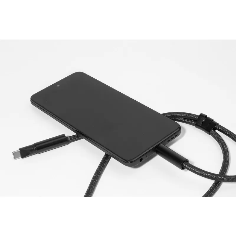 HolCharge smycz, uchwyt na telefon, kabel 60W RPET - czarny (AP864133-10)