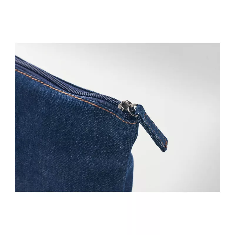 Kosmetyczka jeansowa z recyklingu 250 g/m² STYLE POUCH - Niebieski (MO6421-04)