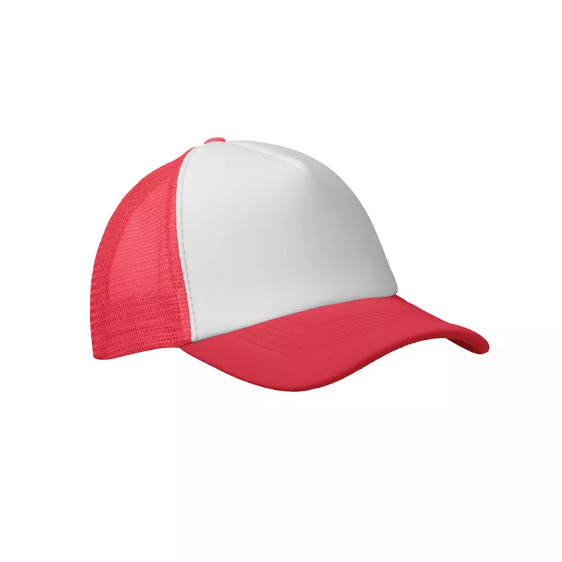 Czapka trucker 5-panelowa 150 g/m² BUBBLE - Bialy/Czerwony (MO2269-35)