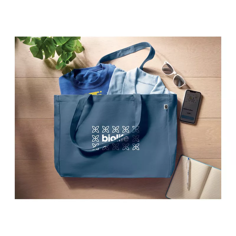 Torba z bawełny z recyklingu 280 g/m² RESPECT COLOURED - Niebieski (MO6380-04)
