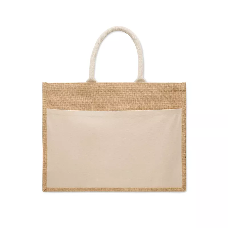 Torba z juty i płótna z kieszenią 280 g/m² BAGA - Bezowy (MO2858-13)