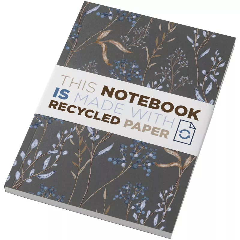 Notatnik A5 Novella Austen z miękkiej okładki z recyklingu, 100 kartek - Ciemnografitowy (21024890)