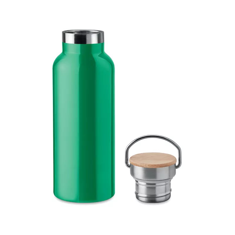 Termos dwuścienny z bambusową pokrywką 500 ml HELSINKI - Zielony (MO9431-09)