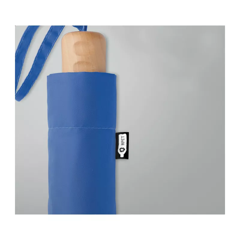 Parasol składany 21" z RPET z drewnianą rączką TRALEE - Niebieski (MO9604-37)