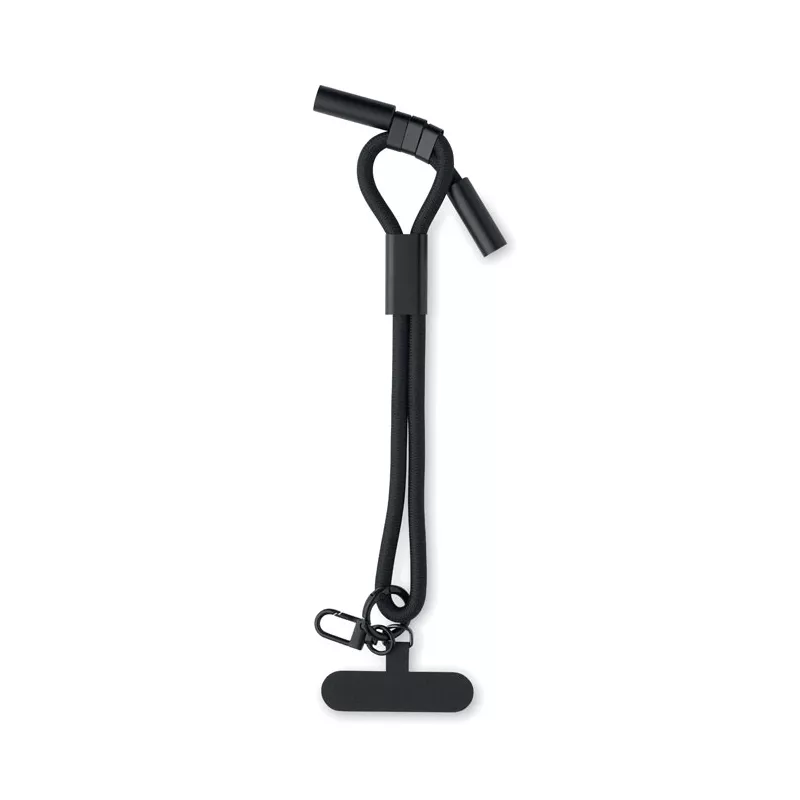 Smycz krótka do telefonu z kablem 60W VRIST - Czarny (MO2681-03)