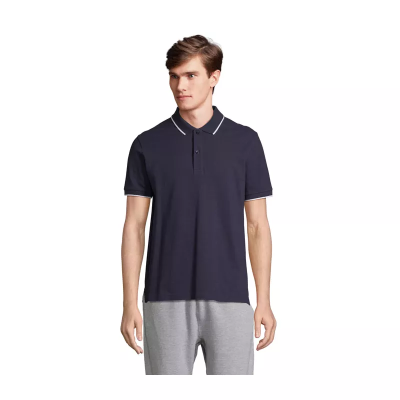 Koszulka polo unisex z prążkiem Sol's PALERMO - Francuski Granatowy/biały (S04769-FW)