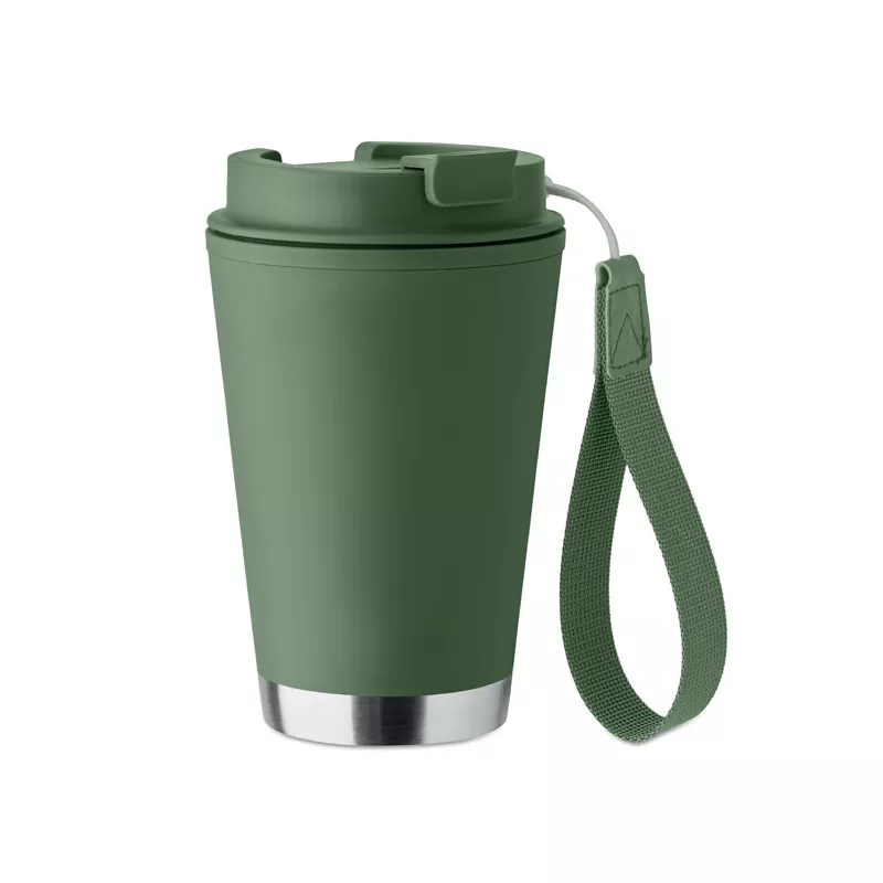 Kubek dwuścienny z PP z paskiem 300 ml TOPIZ - Ciemnozielony (MO2596-60)