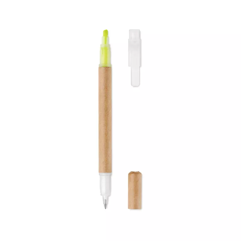 Długopis z zakreślaczem 2 w 1 z kartonu DUO PAPER - Zólty (MO9895-08)