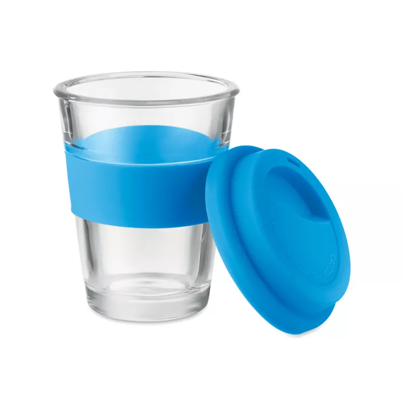 Kubek szklany z pokrywką i uchwytem 350 ml ASTOGLASS - Niebieski (MO9992-04)