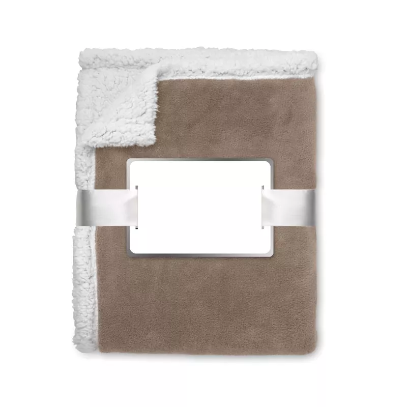 Koc polarowy z sherpą 120x150 cm 200 g/m² ZERMATT - Khaki (MO9089-39)