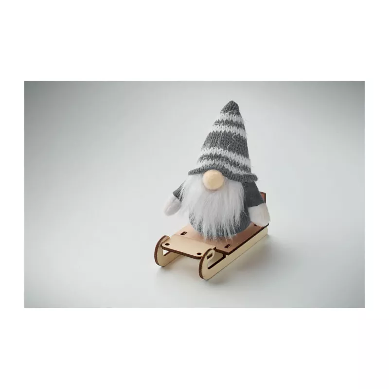 Skrzat świąteczny na drewnianych saniach FROSTY SLEIGH - Szary (CX1588-07)
