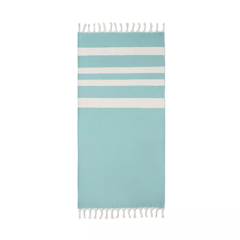Ręcznik hammam z recyklingu 75x150 cm 140 g/m² AGOURA - Turkusowy (MO6554-12)
