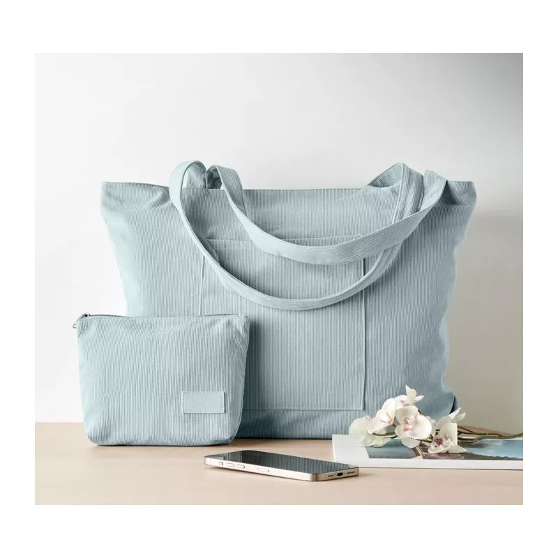 Torba sztruksowa duża z zamkiem 220 g/m² CORDY G - Baby Blue (MO2875-66)
