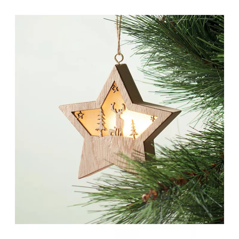 Gwiazda świąteczna z MDF z lampką STARLIGHT - Drewna (CX1527-40)