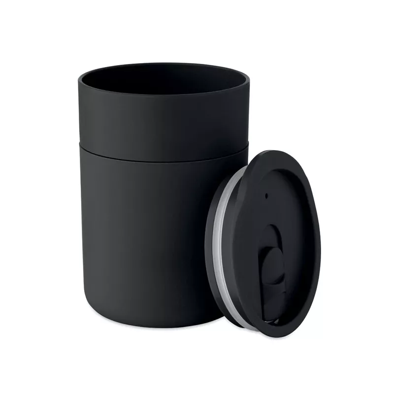 Kubek z PP z silikonową osłoną 330 ml GOBLET - Czarny (MO2773-03)