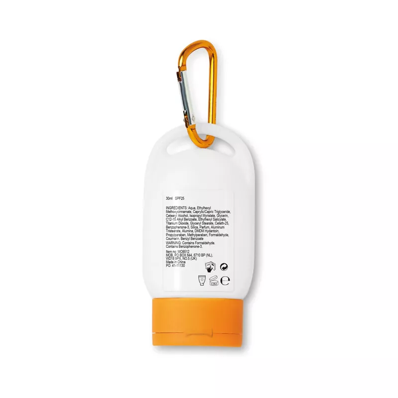 Krem do opalania SPF 25 z karabińczykiem 30 ml SUNCARE - Pomaranczowy (MO8512-10)
