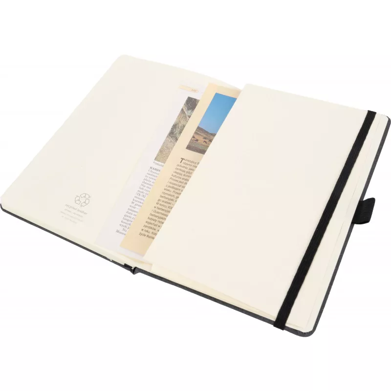 Notatnik A5 w linie ze skóry z recyklingu TRACY - czarny (2274603)