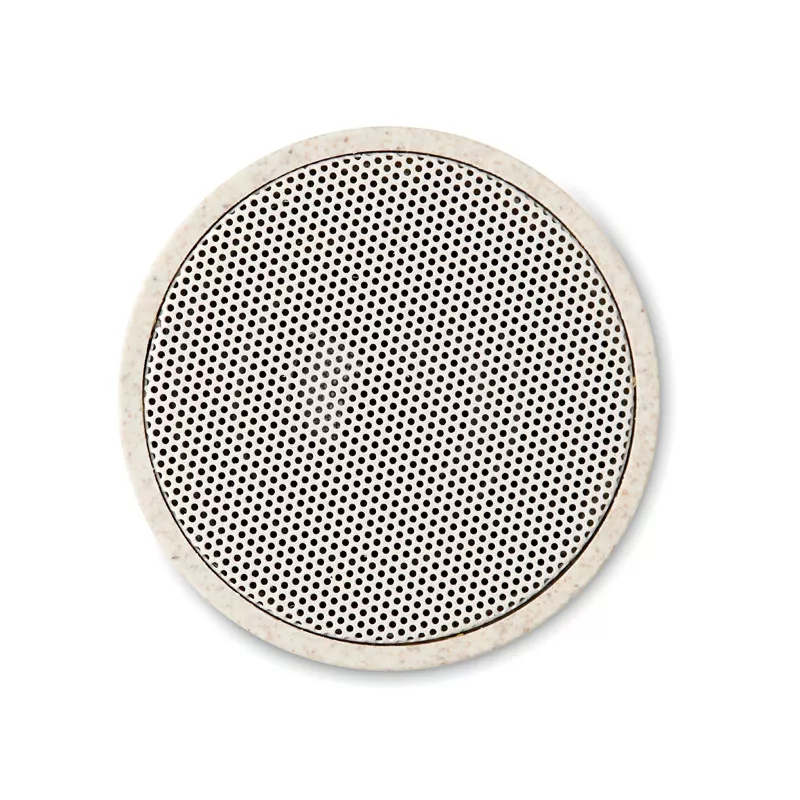 Głośnik bezprzewodowy 3W ze słomy ROUND BASS+ - Bezowy (MO9995-13)