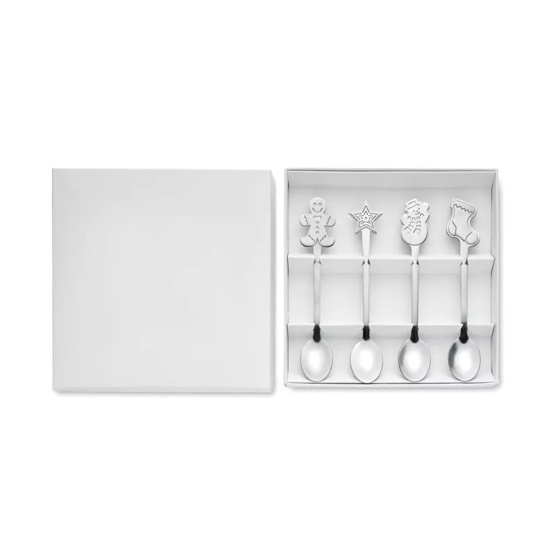 Łyżeczki do herbaty świąteczne 4 szt. CHIP SET - Srebrny Mat (CX1533-16)