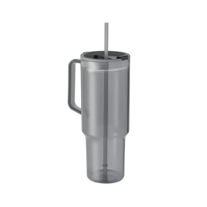 Kubek z RPET ze słomką 1200 ml MUGORA - Przezroczysty Szary (MO2964-27)