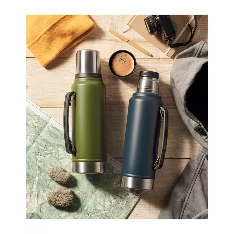 Termos stalowy z kubkiem 1000 ml NYIMA - Ciemnozielony (MO2710-60)