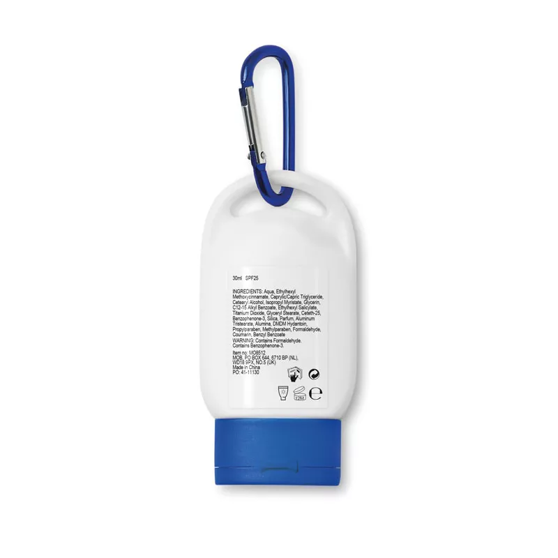 Krem do opalania SPF 25 z karabińczykiem 30 ml SUNCARE - Niebieski (MO8512-04)