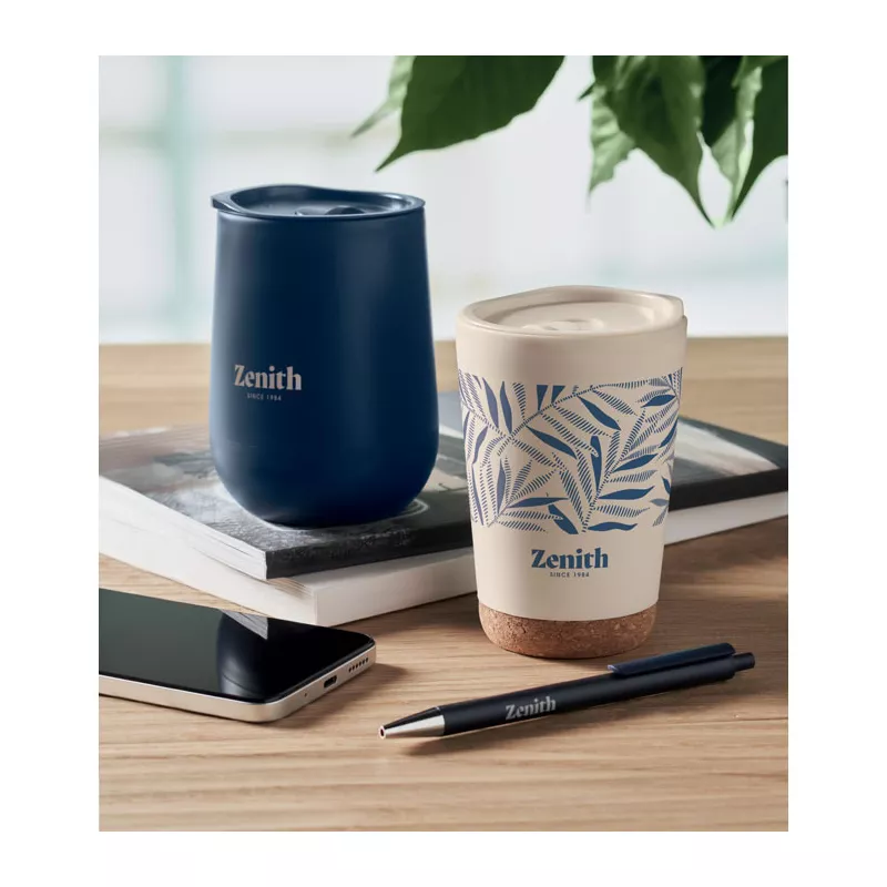 Kubek dwuścienny z korkową podstawą 300 ml CO - Bezowy (MO2446-13)