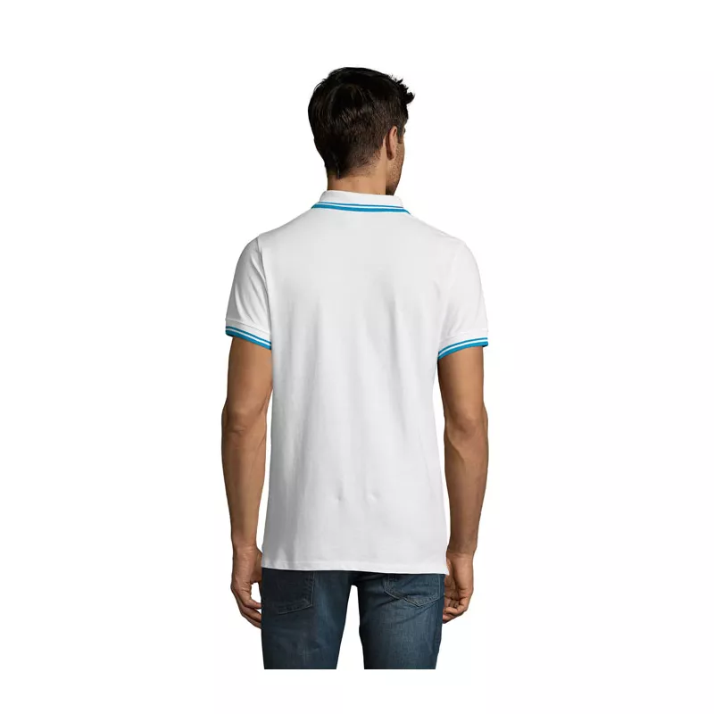 Koszulka polo męska bawełniana 200 g/m² Sol's PASADENA - White/Aqua (S00577-QU)