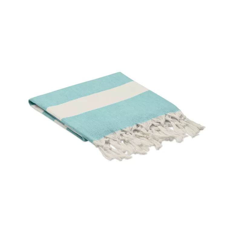 Ręcznik hammam z recyklingu 75x150 cm 140 g/m² AGOURA - Turkusowy (MO6554-12)