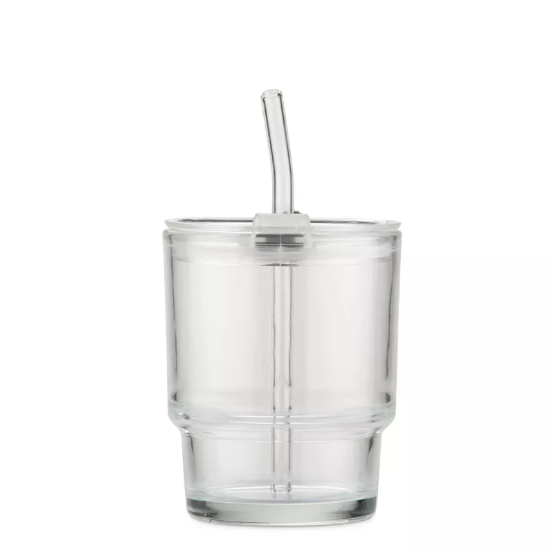 Kubek szklany z rurką NOA 350 ml - przezroczysty (16059-00)
