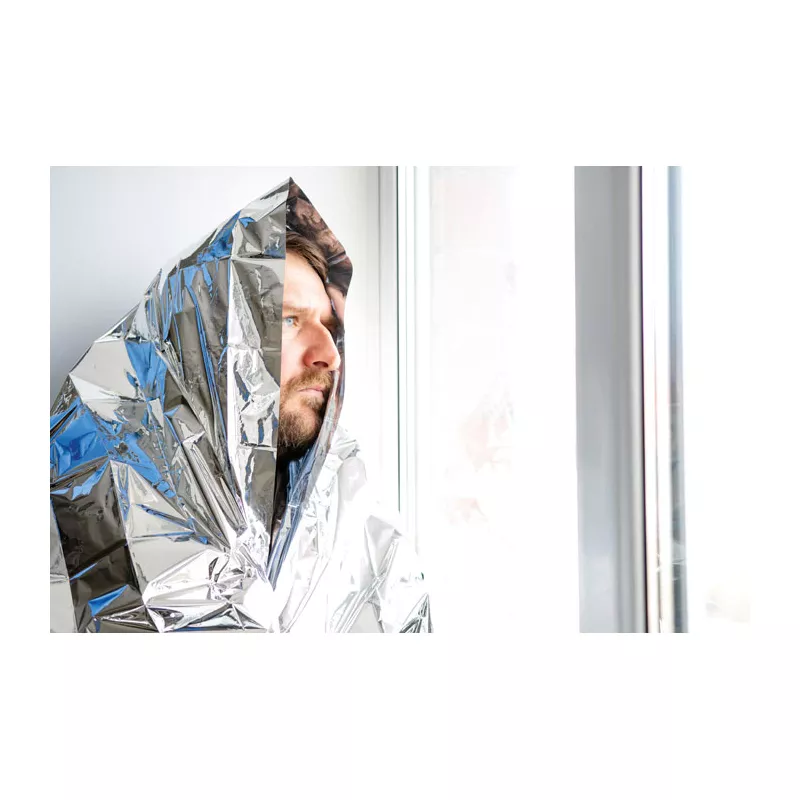 Koc ratunkowy 130x210 cm w etui RPET HELP - Czarny (MO6726-03)