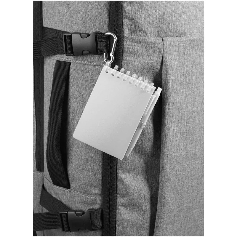 Lig Mini outdoorowy zestaw z notatnikiem w miękkiej okładce z tworzyw sztucznych pochodzących z recyklingu i długopisem (niebieski tusz) - Przezroczysty (10705101)