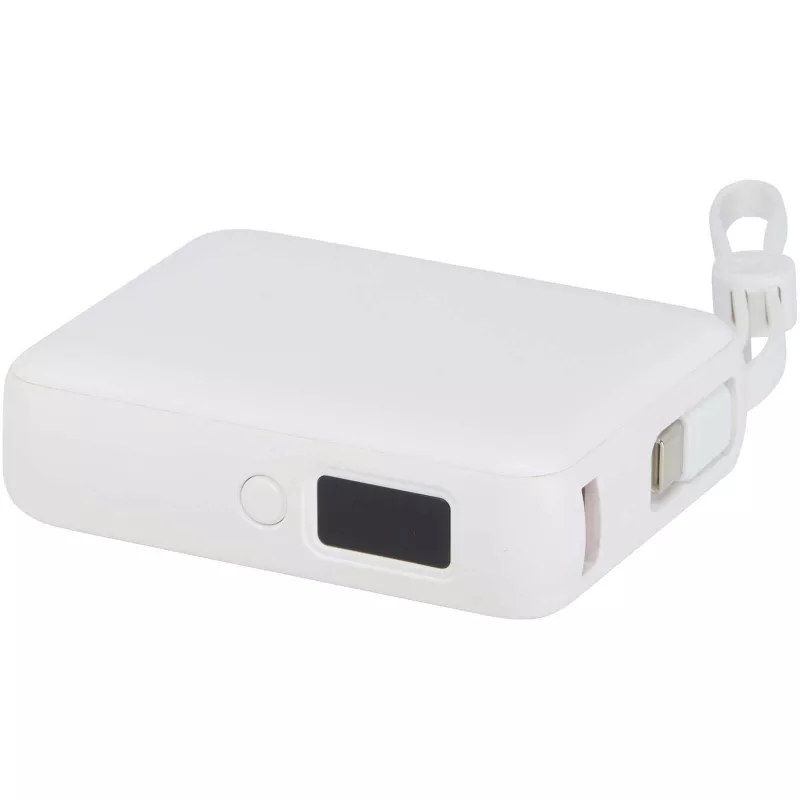 Acrux powerbank do tabletu o pojemności 10 000 mAh i mocy 35 W z wbudowanym kablem typu C - wykonany z tworzyw sztucznych pochodzących z recyklingu. - Biały (12445001)