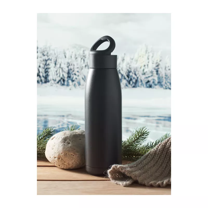 Butelka dwuścienna stalowa 400 ml CALEFRIO - Czarny (MO2331-03)