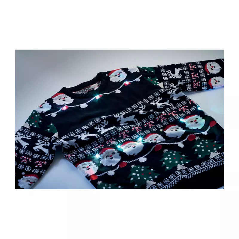 Sweter świąteczny z 10 lampkami LED L/XL SHAMIS LARGE - Czarny (CX1554-03)