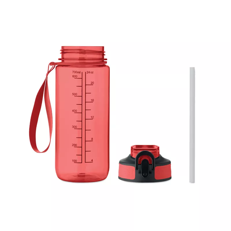 Butelka sportowa motywacyjna z RPET 700 ml ENKEL - Przezroczysty Czerwony (MO2792-25)