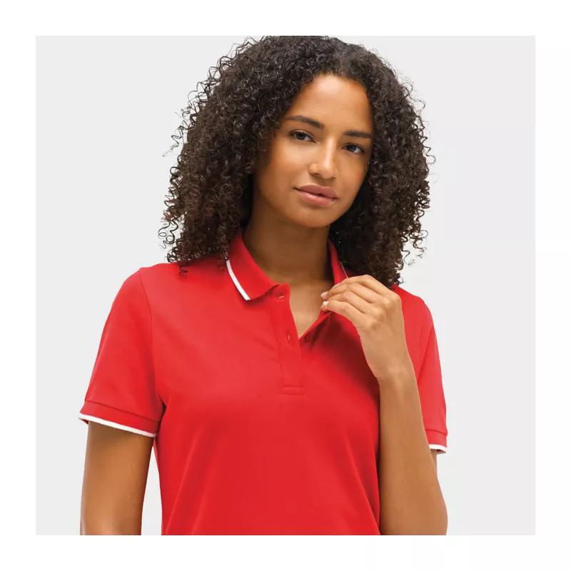 Koszulka polo unisex z prążkiem Sol's PALERMO - Jaskrawoczerwony / Biały (S04769-KA)