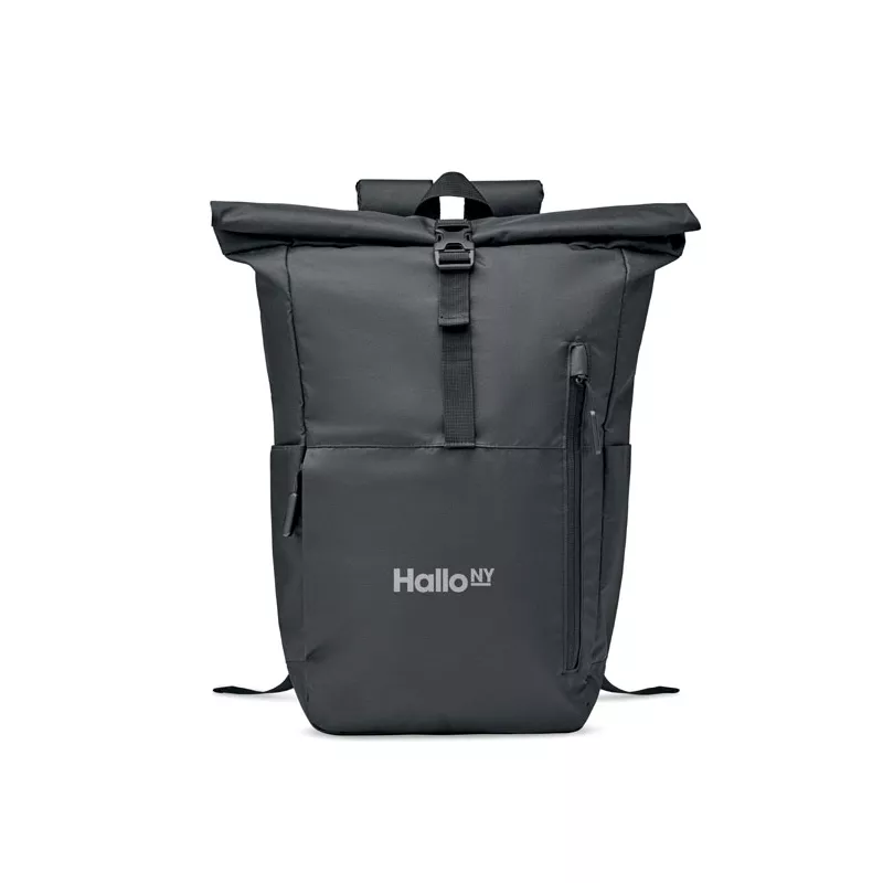 Plecak rolltop na laptop 15" z RPET VALLEY ROLLPACK - Czarny (MO2051-03)