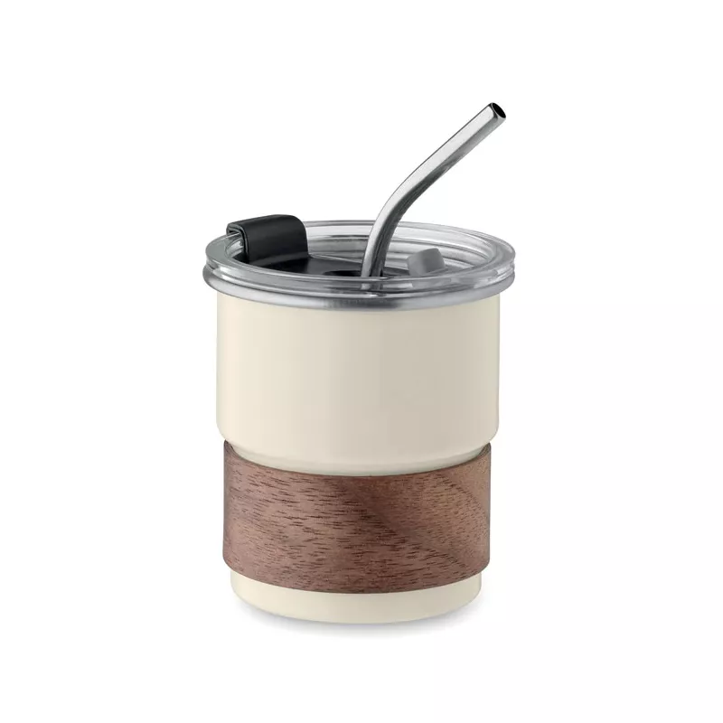 Kubek stalowy ze słomką 260 ml MATE - Bezowy (MO2423-13)
