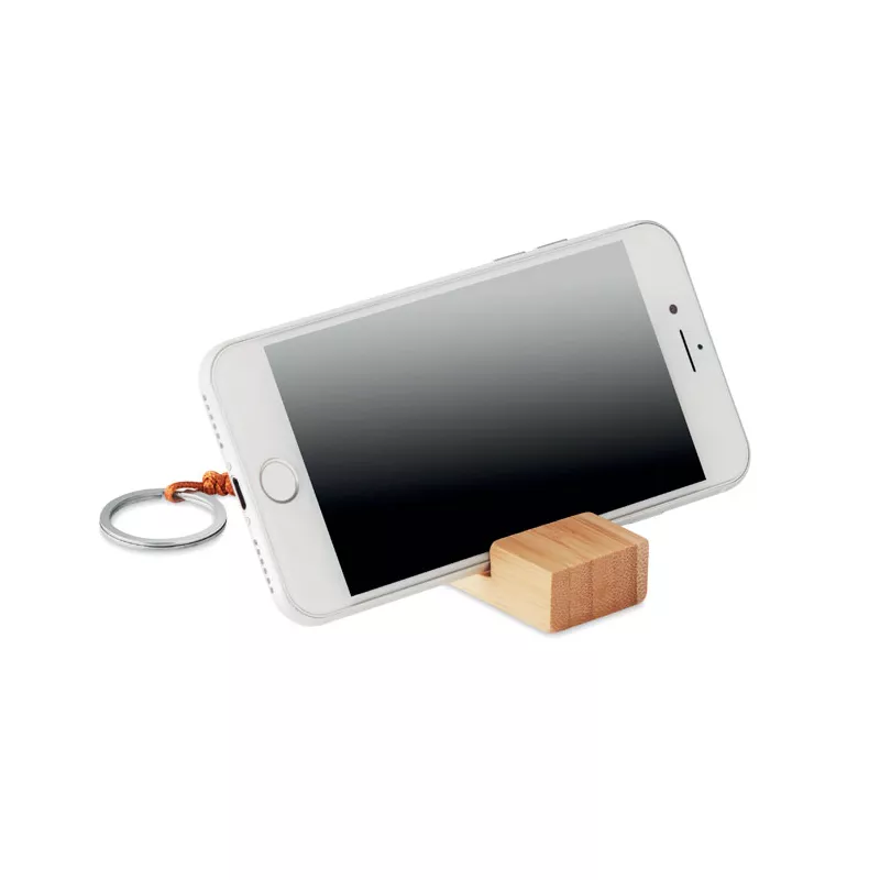Brelok bambusowy z podstawką na smartfon TRINEU - Drewna (MO9743-40)