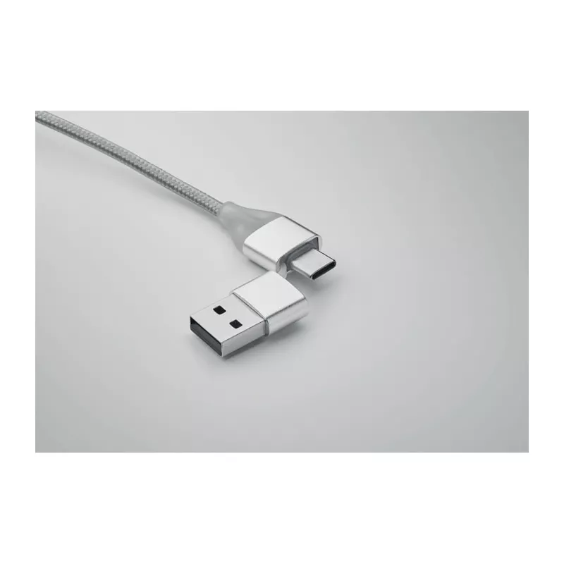 Kabel do ładowania 4 w 1 z brelokiem BLUE - Srebrny (MO2141-14)